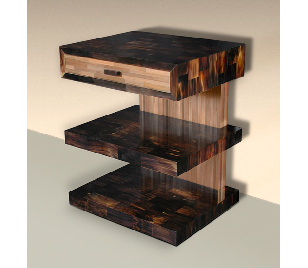 Night Table in Horn & Straw Marquetry