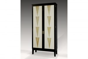 Armoire In Ebonized Mahogany, Straw Marquetry & Parchment