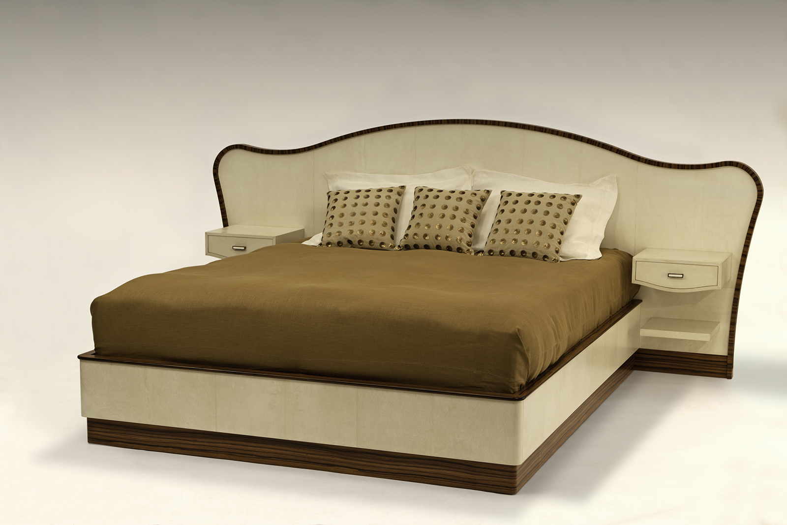 Bed In Parchment & Rosewood