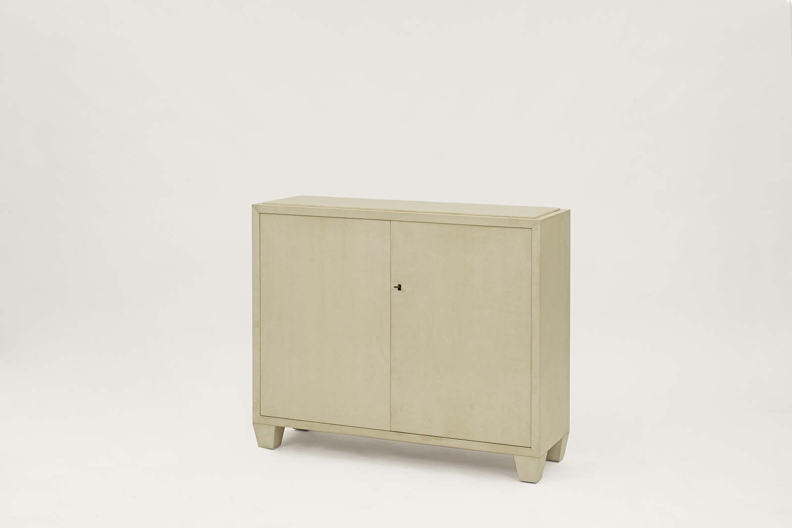 J.m. Frank Inspired Tv Lift Cabinet In Goat Skin Parchment
