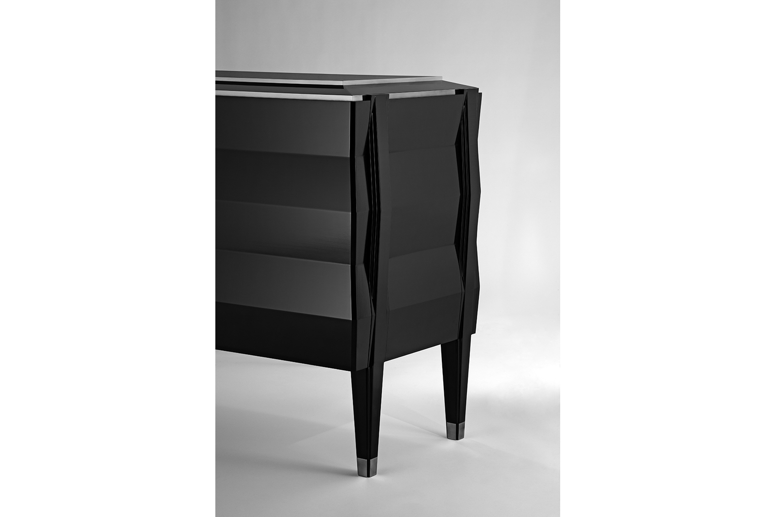 Lacquered Sideboard with Stone Top & Nickel Hardware