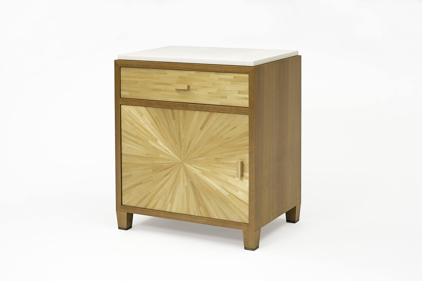 Night Stand In Straw Marquetry & Cherry