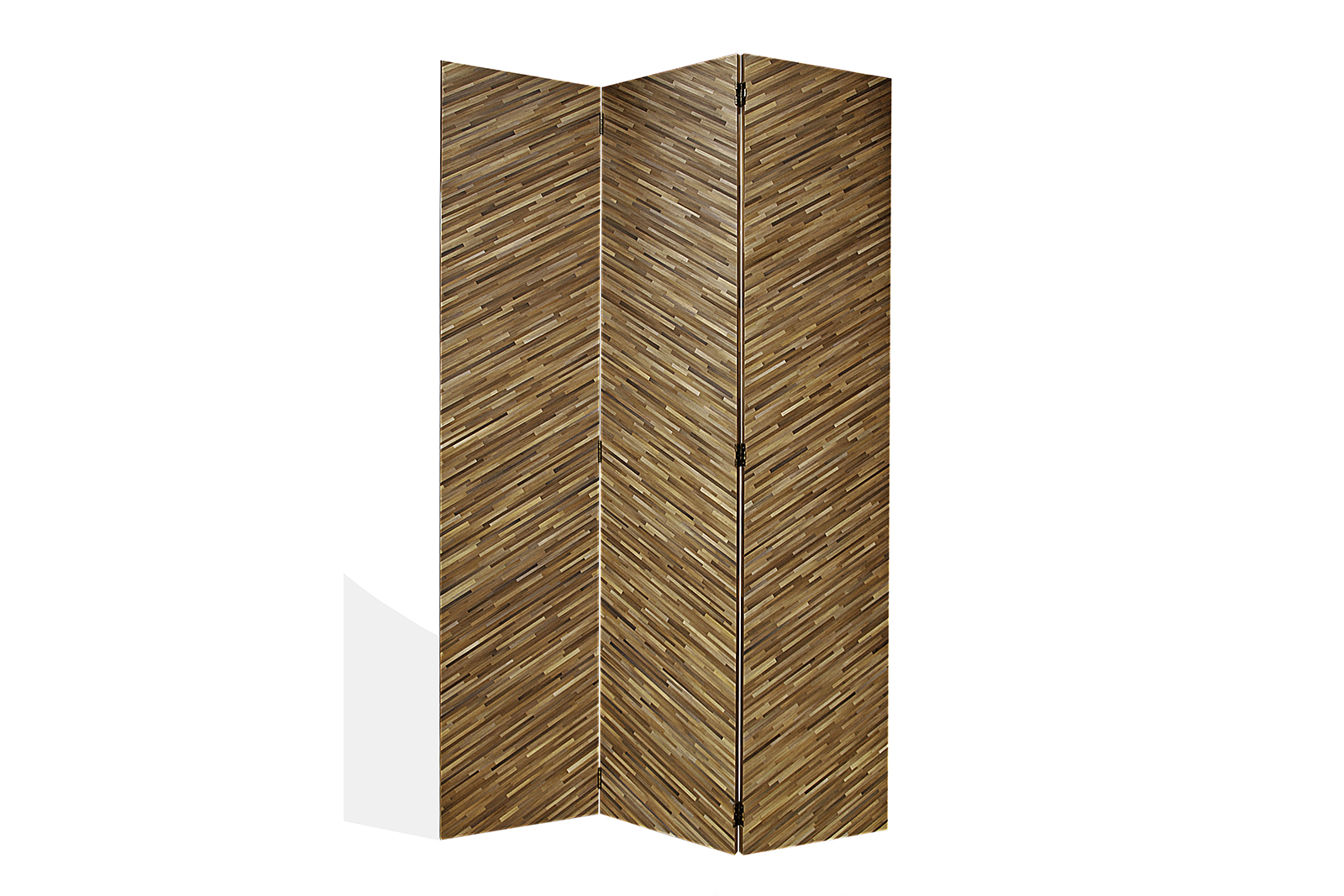 Screen In Straw Marquetry With Herringbone Pattern
