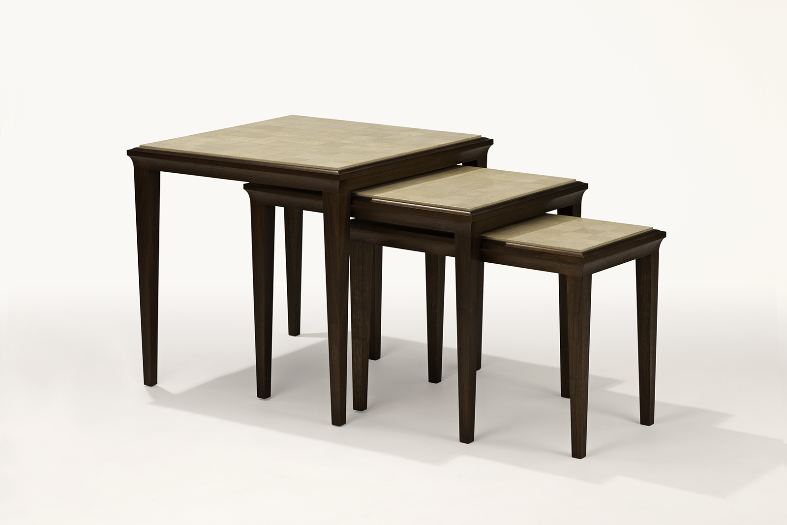Set Of Nesting Tables With Checkerboard Shagreen Tops